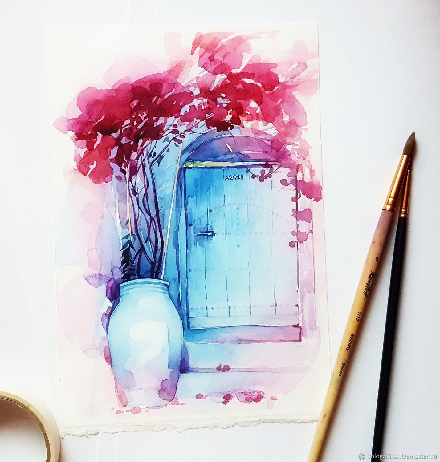 1428x1500 Watercolor Magic Blue Door Shop Online On Livemaster With - Watercolor Magic