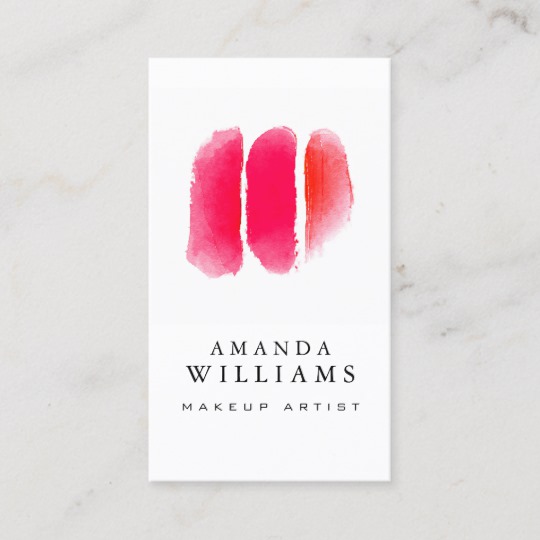 540x540 Red Watercolor Makeup Artist Swatches Business Card - Watercolor Makeup