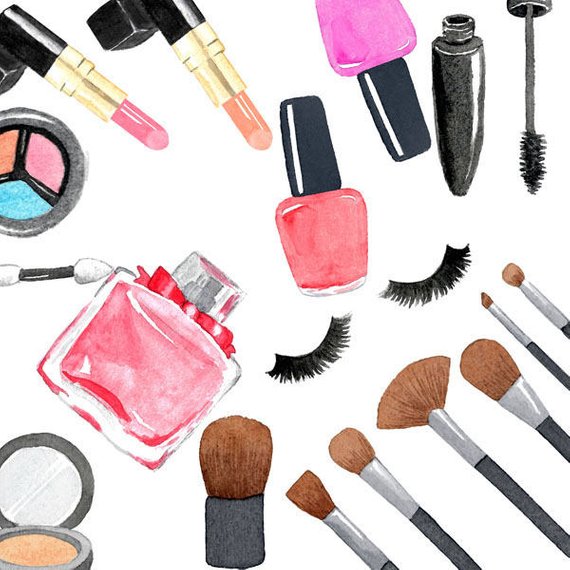 570x570 Watercolor Makeup Set Nail Polish Makeup Brushes Lipstick Etsy - Watercolor Makeup