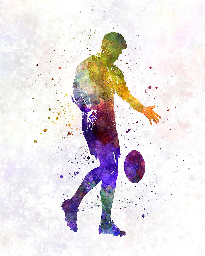 720x900 Rugby Man Player 02 In Watercolor Painting By Pablo Romero - Watercolor Man