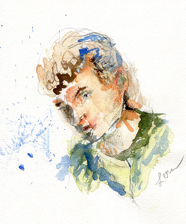 600x721 Watercolor Portraits Of Young Men - Watercolor Man
