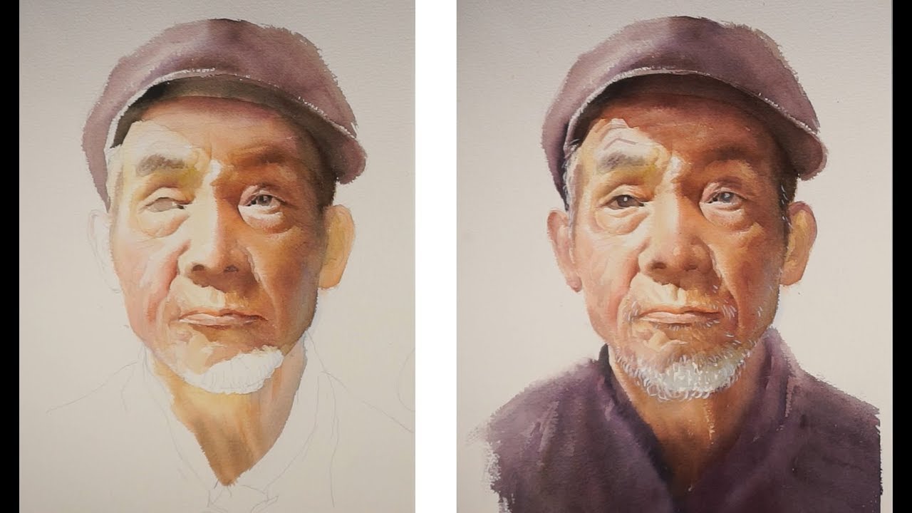 1280x720 Watercolor Portrait Painting Tutorial - Watercolor Man