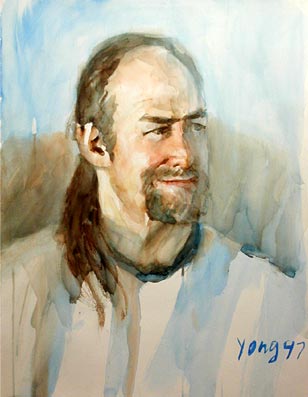 308x397 Watercolor Portrait Painting By Yong Chen - Watercolor Man