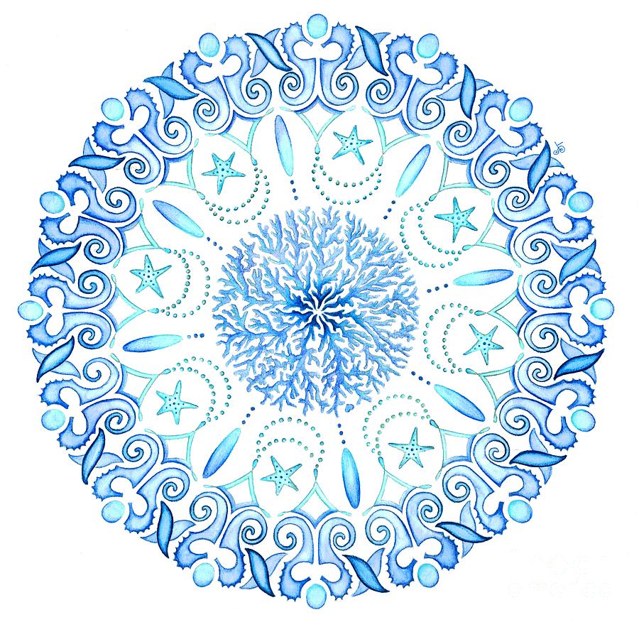 900x876 Seahorse Mandala Painting By Stephanie Troxell - Watercolor Mandala