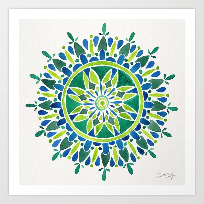 700x700 Watercolor Mandala Green Art Print By Catcoq Society6 - Watercolor Mandala