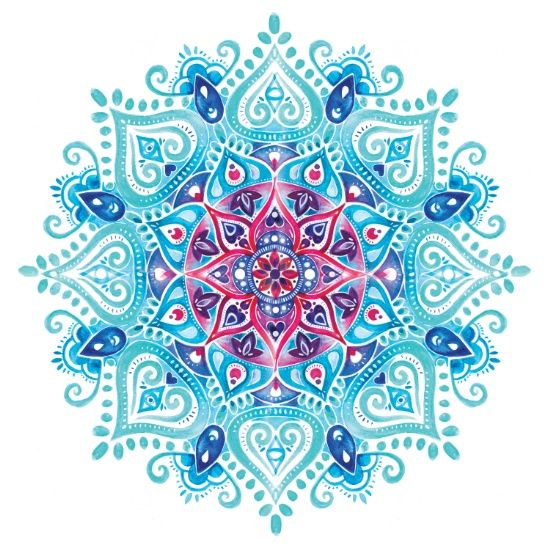 550x550 Blue Watercolor Mandala Print - Watercolor Mandala