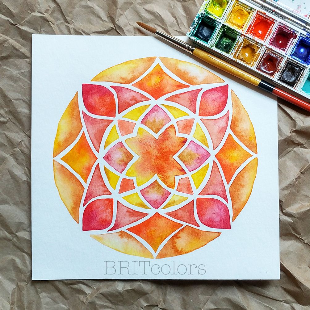 1004x1004 Orange Watercolor Mandala Print Is A Great Wall Art House Warming - Watercolor Mandala Art