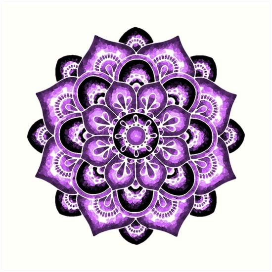 550x550 Violet Watercolor Mandala Art Prints By Nuovaluna Redbubble - Watercolor Mandala Art