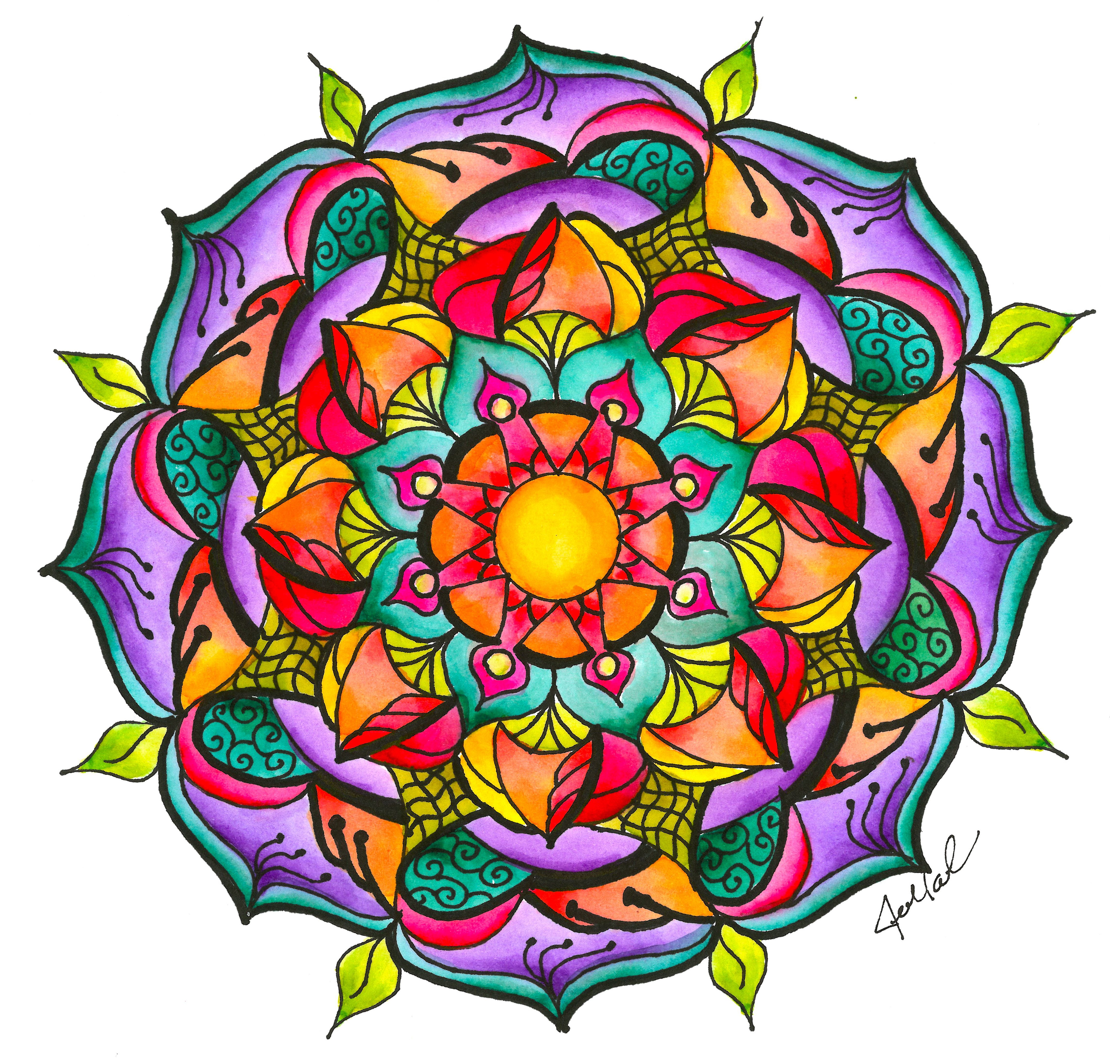 4578x4364 Watercolor Mandala 5 5 14 By Jen Marsh Mandalas - Watercolor Mandala Art