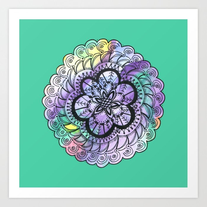 700x700 Green Watercolor Mandala Art Print By Heartsoulcreate Society6 - Watercolor Mandala Art