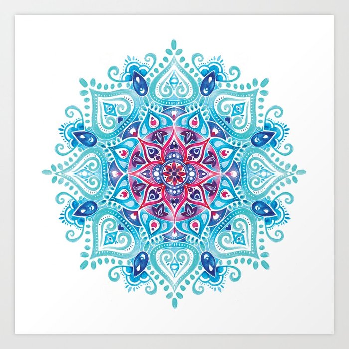 700x700 Handpainted Watercolor Mandala Art Print By Aterkaderk Society6 - Watercolor Mandala Art