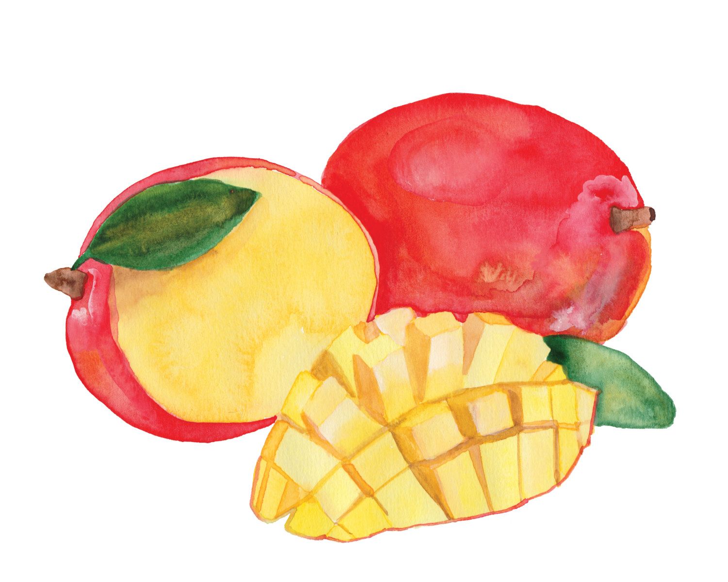 1500x1200 Mango Watercolour Food Illustration Print By Eatitpaintit On Etsy - Watercolor Mango