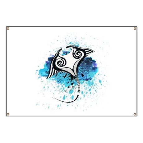 460x460 Manta Ray Banners - Watercolor Manta Ray