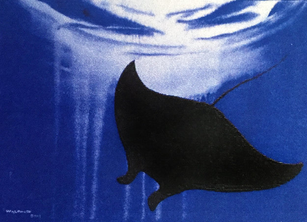 625x453 Manta Ray Watercolor 2013 30x22 By Robert Wyland - Watercolor Manta Ray