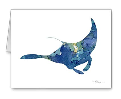 425x348 Manta Ray Set Of 10 Abstract Animal Watercolor - Watercolor Manta Ray