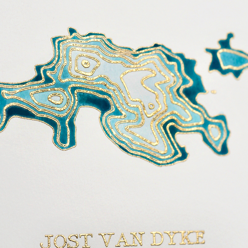 800x800 Jost Van Dyke Topographic Watercolor Map I Heart Jvd - Watercolor Map