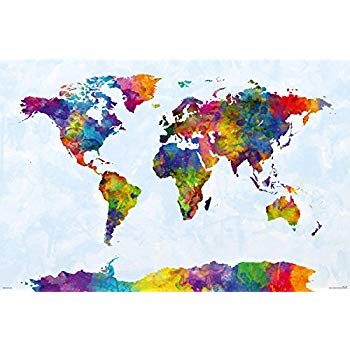 350x350 Map Of The World - Watercolor Map