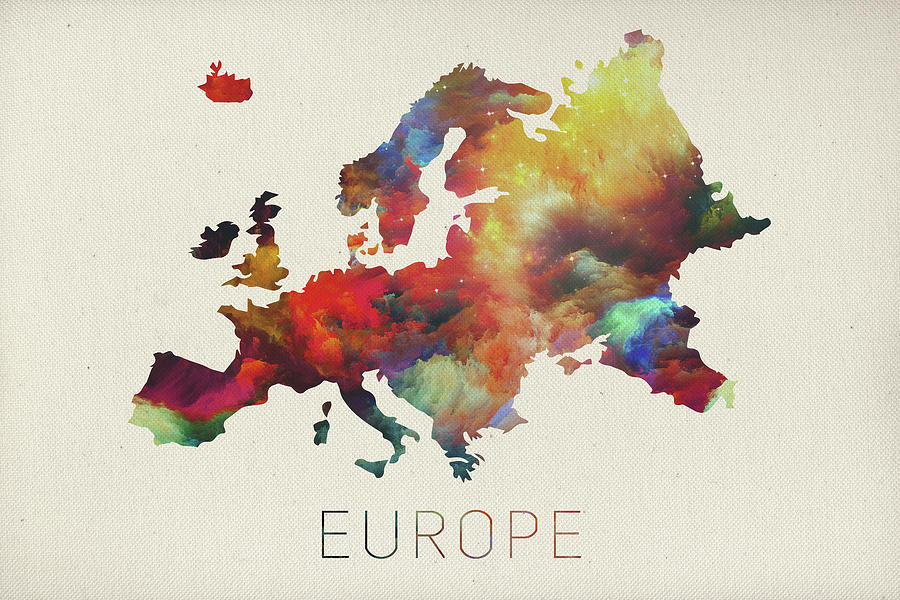 900x600 Watercolor Map Of Europe Mixed Media By Design Turnpike - Watercolor Map