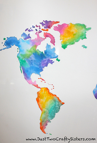 341x500 Diy Watercolor World Map Artwork - Watercolor Map