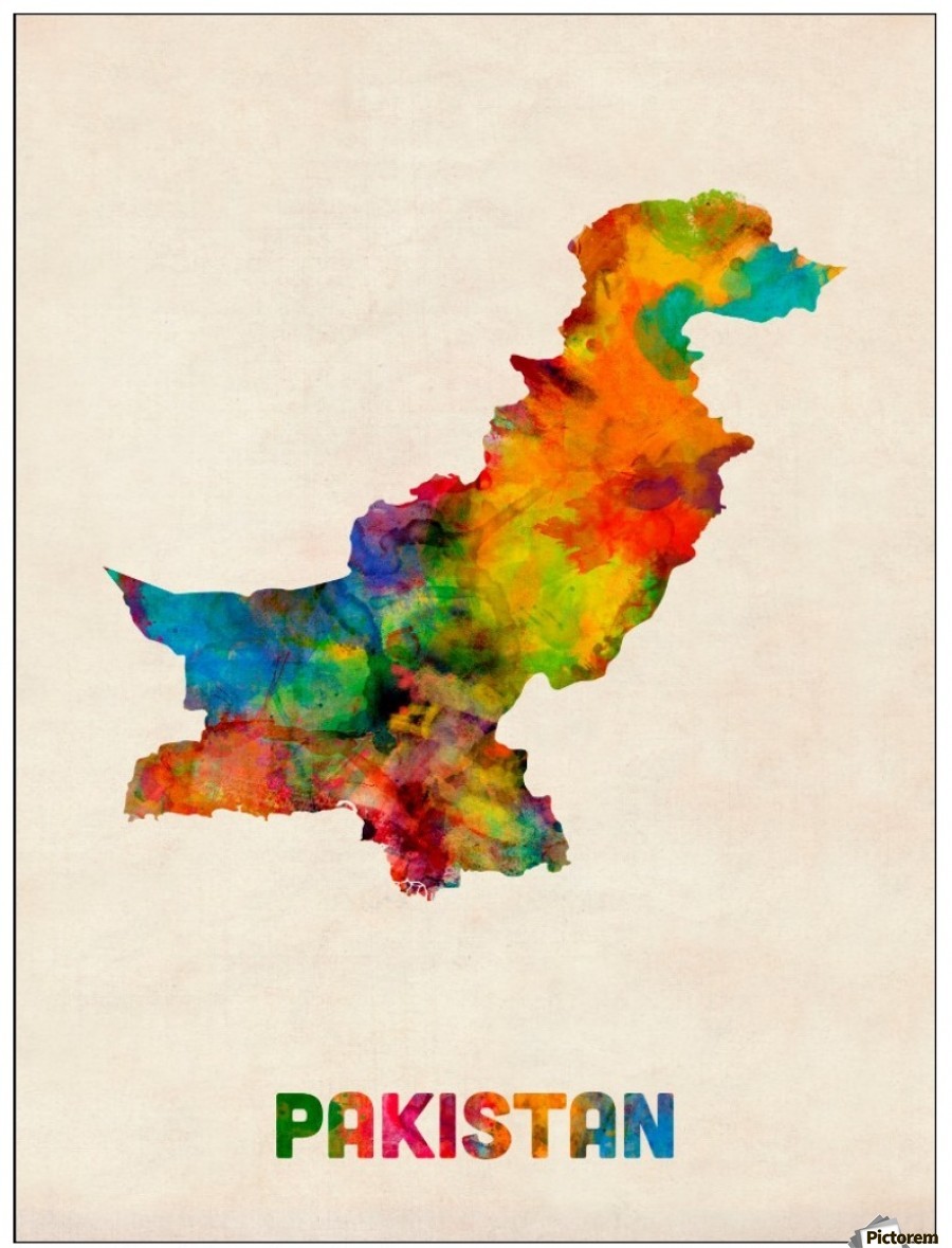 900x1179 Pakistan Watercolor Map Poster - Watercolor Map Poster
