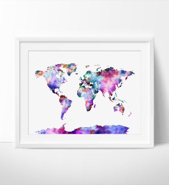 Watercolor Map Poster at PaintingValley.com | Explore collection of ...