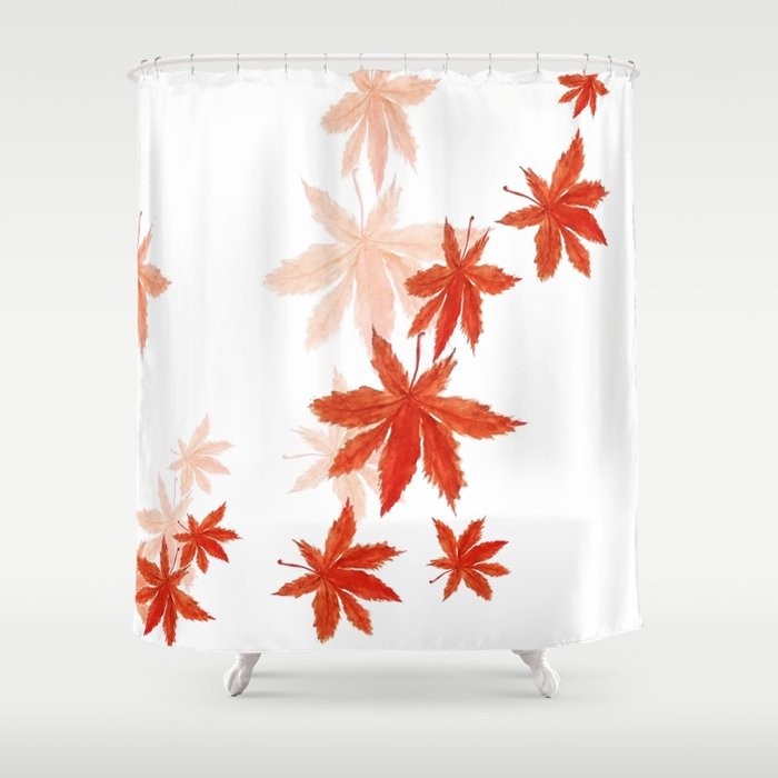 700x700 Falling Red Maple Leaves Watercolor Painting Shower Curtain By - Watercolor Maple Leaves