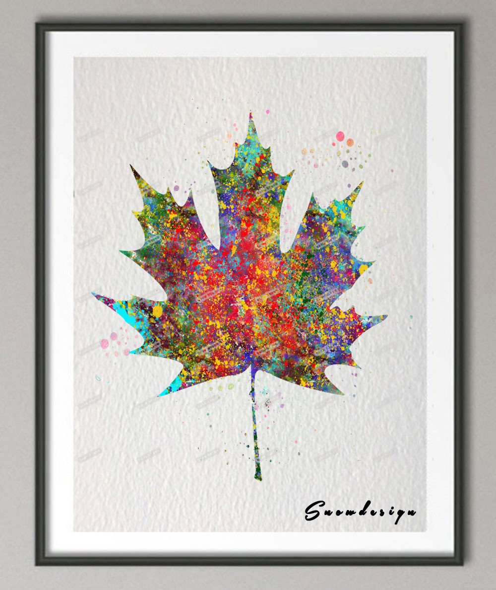 1000x1188 Original Watercolor Maple Leaf Canvas Painting Modern Wall Art - Watercolor Maple Leaves