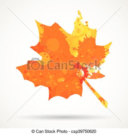 450x470 Watercolor Maple Leaf. Bright Orange Watercolor Autumn Maple Leaf - Watercolor Maple Leaves