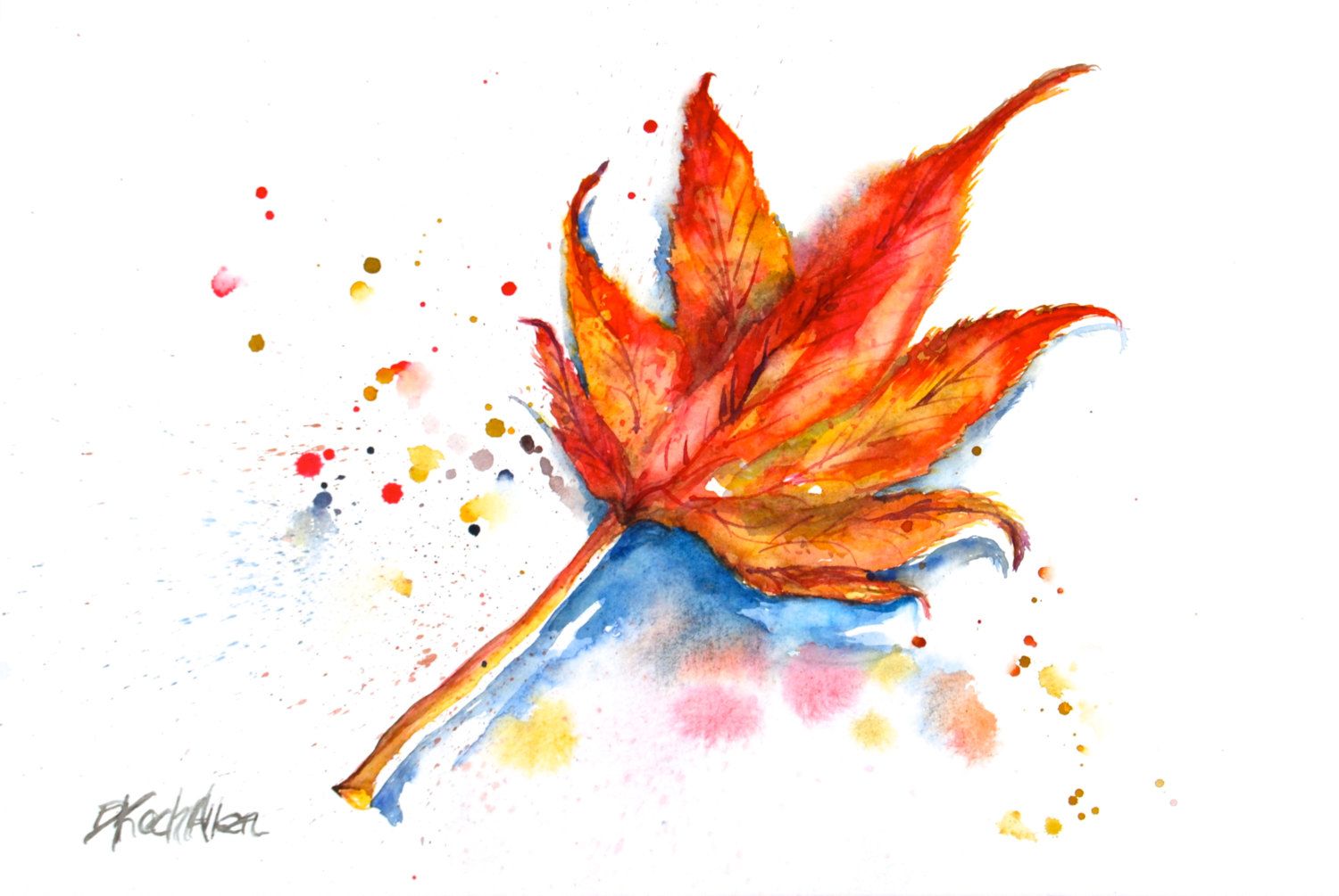1500x1005 Autumn Maple Leaf Watercolor 8 X 10 Fall Decor Original Wc Cards - Watercolor Maple Leaves