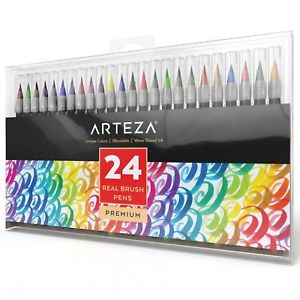 300x300 Set Of 24 Real Brush Pens 24colors Watercolor Markers By Arteza Ebay - Watercolor Markers