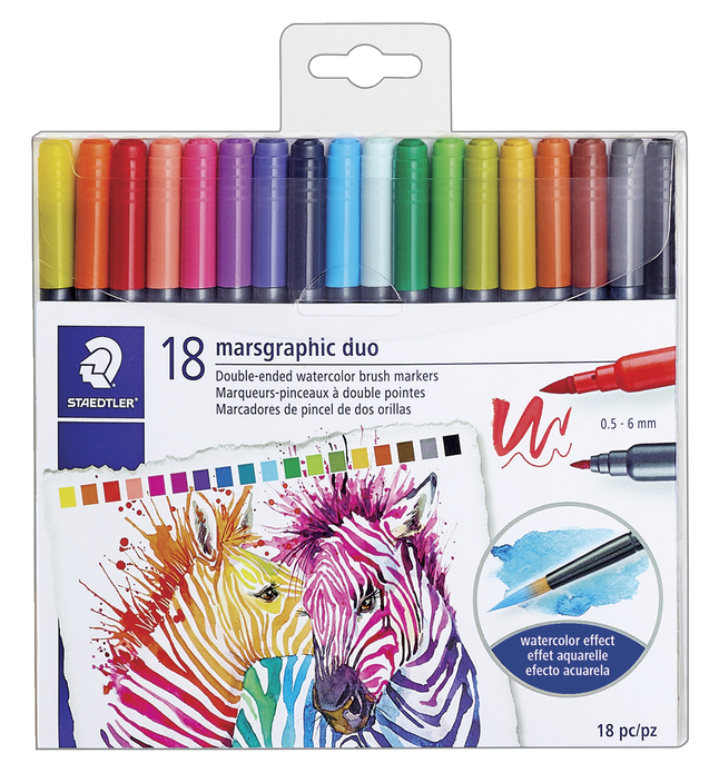 646x695 Staedtler Marsgraphic Dual Tip Watercolor Markers, Set Of 18 - Watercolor Markers
