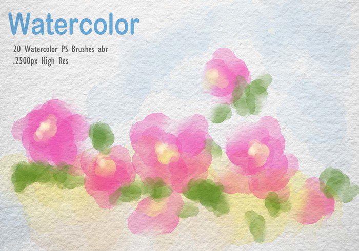 700x490 20 Watercolor Mask Ps Brushes Abr. - Watercolor Mask