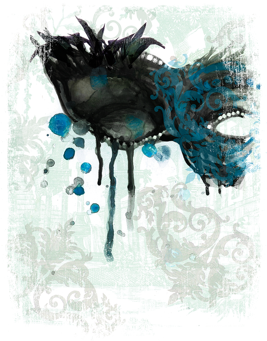 871x1111 Masquerade Mask Watercolor Painting Melody Owens Art - Watercolor Mask