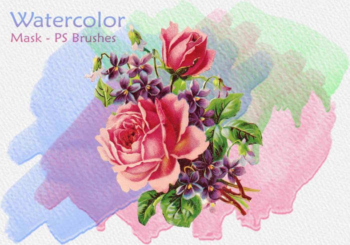 700x490 20 Watercolor Mask Ps Brushes Abr.vol.10 - Watercolor Mask