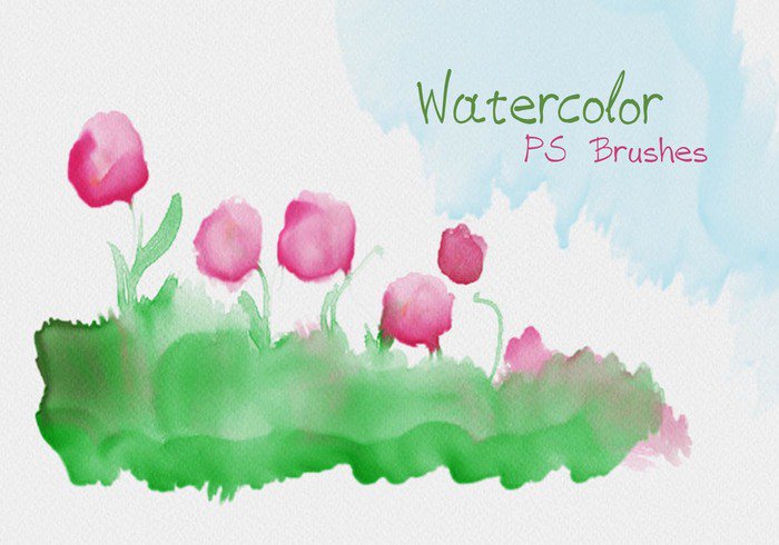 700x490 20 Watercolor Mask Ps Brushes Abr.vol.9 - Watercolor Mask