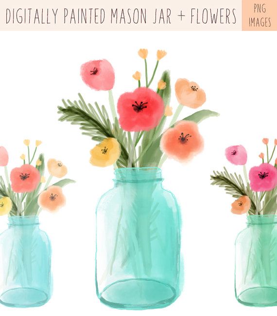 570x651 Mason Jar Clipart Watercolor - Watercolor Mason Jar