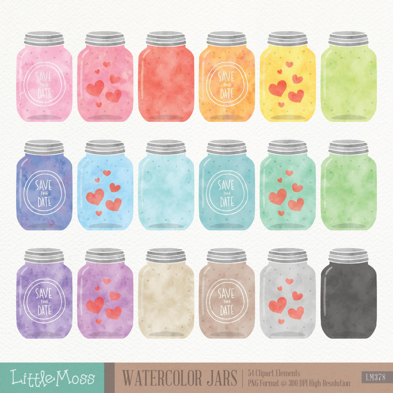 1500x1500 Watercolor Mason Jars Clipart Etsy - Watercolor Mason Jar