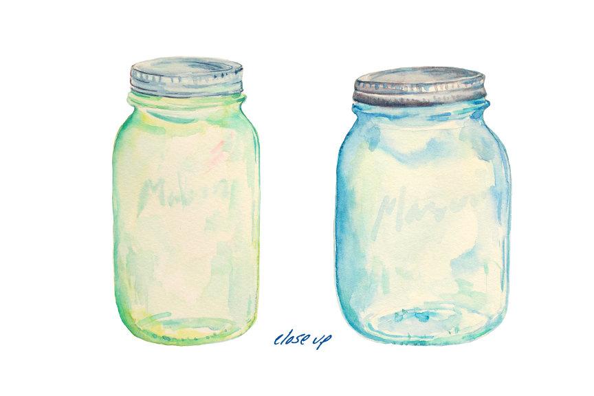 864x576 Watercolor Mason Jar And Rose, Pink Rose, Purple Rose, Mason Jar - Watercolor Mason Jar