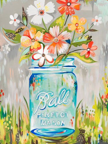 375x500 Wheatpaste Art Collective Ball Perfect Mason Jar By - Watercolor Mason Jar