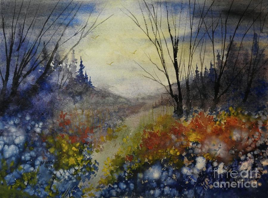 900x666 Meadow Path Watercolor Painting By David K Myers - Watercolor Meadow