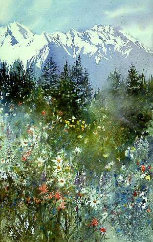 313x493 Mountain Meadow By Watercolor Artist Nita Engle Available From - Watercolor Meadow