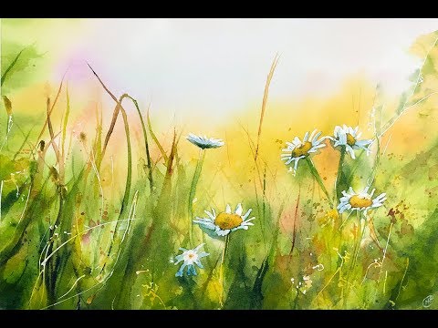 480x360 Watercolor Meadow Painting Process - Watercolor Meadow