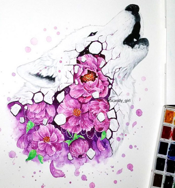 690x740 Watercolors Animals By Jonna Lamminaho. Colorful Paintings With - Watercolor Meaning