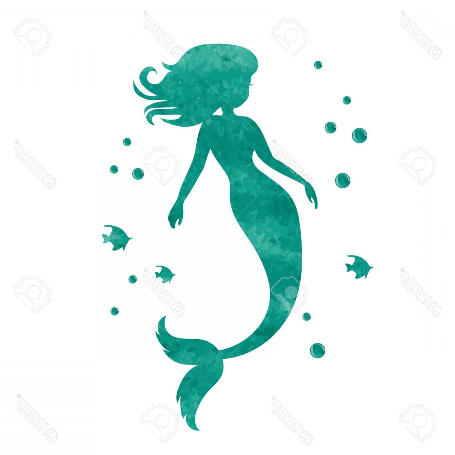 1560x1560 Photostock Vector Watercolor Mermaid Silhouette Vector - Watercolor Mermaid Tail