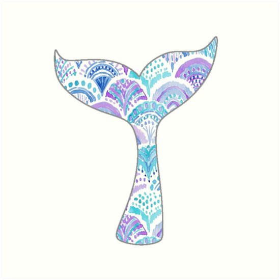 550x550 Watercolor Mermaid Tail Art Prints By Amariei Redbubble - Watercolor Mermaid Tail