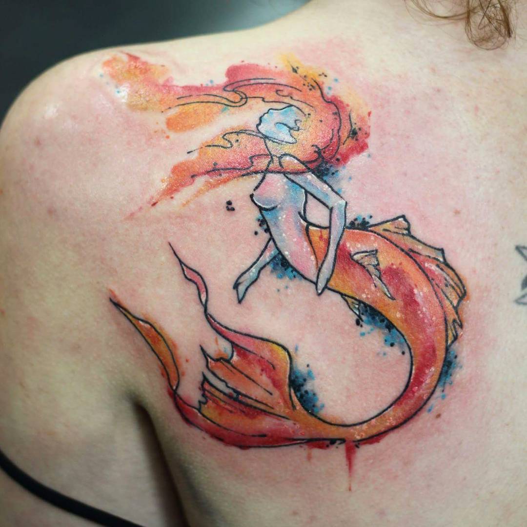 Watercolor Mermaid Tattoo