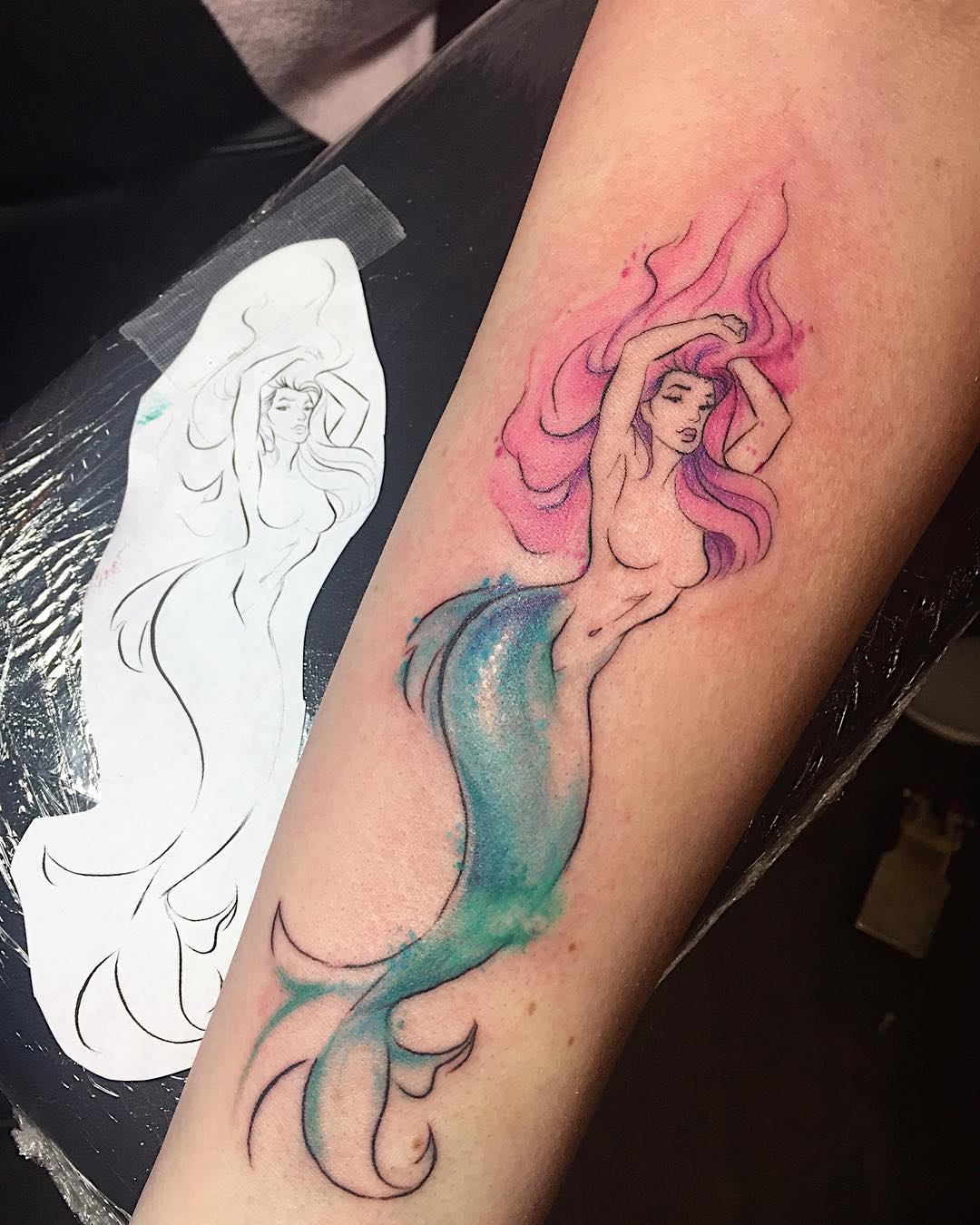 1080x1350 Fun Little Abstract Watercolor Mermaid Tattoo By Rowell Alfelor - Watercolor Mermaid Tattoo
