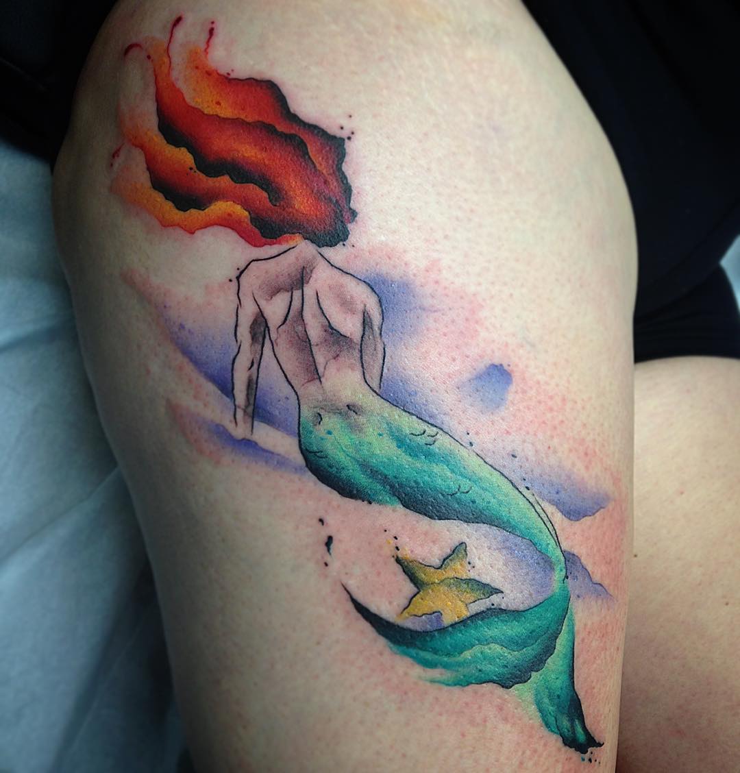 1080x1128 Watercolor Mermaid Tattoo Designs, Ideas And Meaning Tattoos For You - Watercolor Mermaid Tattoo