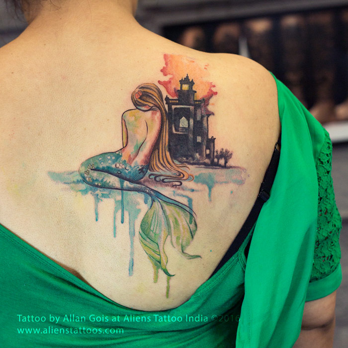 700x700 Watercolor Mermaid Tattoo By Allan Gois - Watercolor Mermaid Tattoo