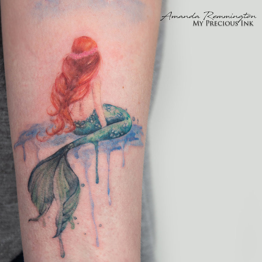 894x894 Watercolor Mermaid Tattoo By Mentjuh - Watercolor Mermaid Tattoo